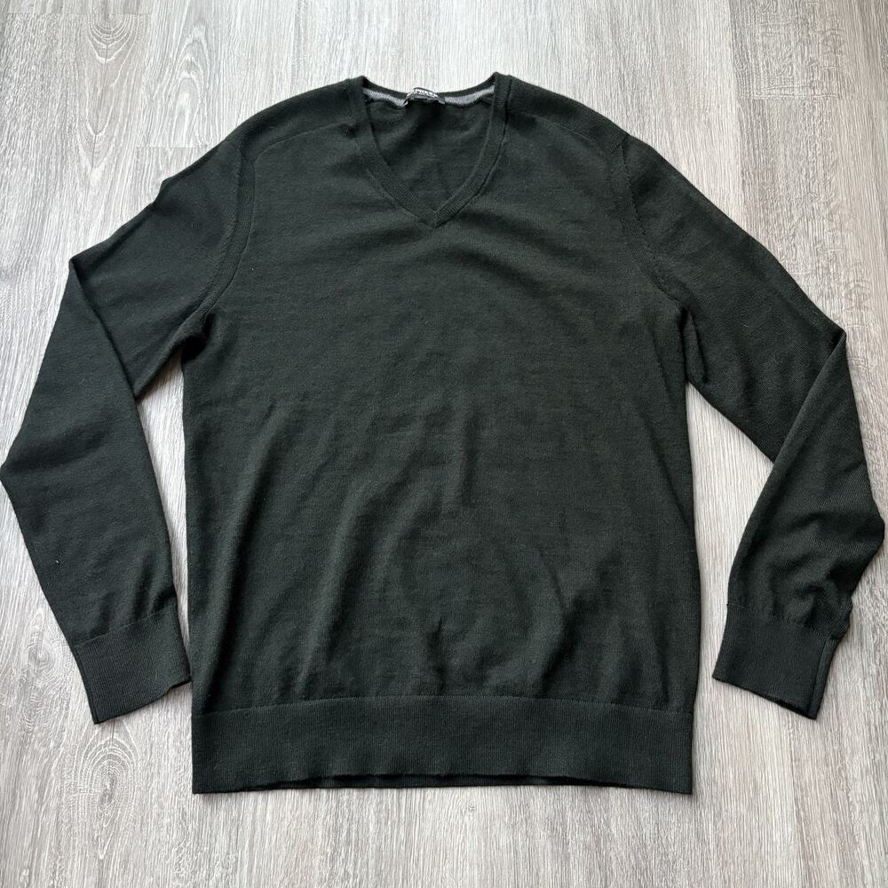 Express Men's Merino Wool Blend V-Neck Sweater M Black Long Sleeve